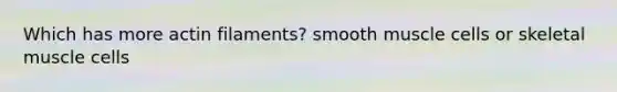 Which has more actin filaments? smooth muscle cells or skeletal muscle cells