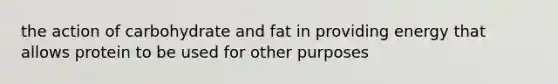 the action of carbohydrate and fat in providing energy that allows protein to be used for other purposes