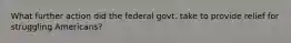 What further action did the federal govt. take to provide relief for struggling Americans?