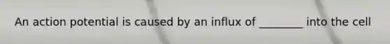 An action potential is caused by an influx of ________ into the cell