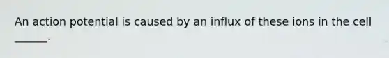 An action potential is caused by an influx of these ions in the cell ______.