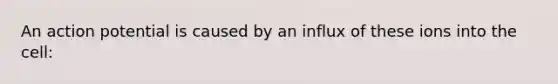 An action potential is caused by an influx of these ions into the cell: