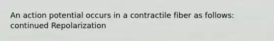 An action potential occurs in a contractile fiber as follows: continued Repolarization
