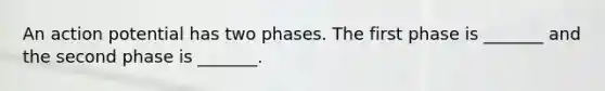 An action potential has two phases. The first phase is _______ and the second phase is _______.