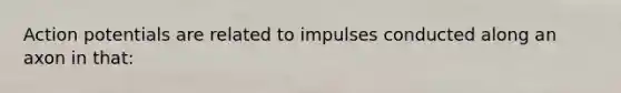 Action potentials are related to impulses conducted along an axon in that: