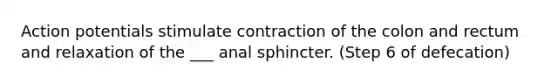 Action potentials stimulate contraction of the colon and rectum and relaxation of the ___ anal sphincter. (Step 6 of defecation)