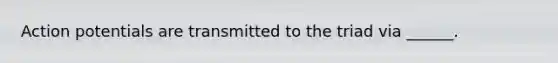 Action potentials are transmitted to the triad via ______.