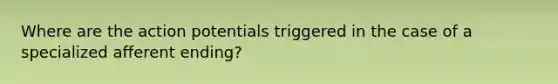 Where are the action potentials triggered in the case of a specialized afferent ending?