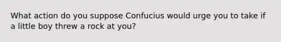 What action do you suppose Confucius would urge you to take if a little boy threw a rock at you?