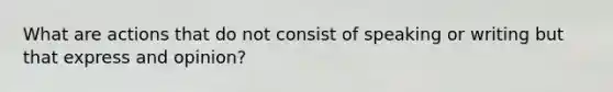 What are actions that do not consist of speaking or writing but that express and opinion?