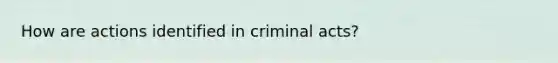 How are actions identified in criminal acts?