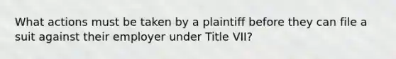 What actions must be taken by a plaintiff before they can file a suit against their employer under Title VII?