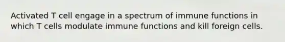 Activated T cell engage in a spectrum of immune functions in which T cells modulate immune functions and kill foreign cells.