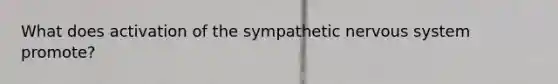 What does activation of the sympathetic nervous system promote?