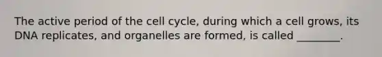 The active period of the cell cycle, during which a cell grows, its DNA replicates, and organelles are formed, is called ________.