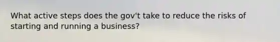 What active steps does the gov't take to reduce the risks of starting and running a business?