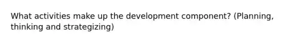 What activities make up the development component? (Planning, thinking and strategizing)