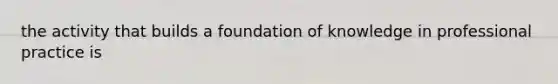 the activity that builds a foundation of knowledge in professional practice is