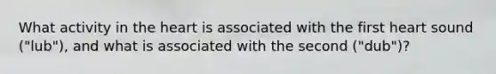 What activity in the heart is associated with the first heart sound ("lub"), and what is associated with the second ("dub")?