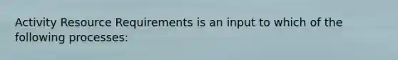 Activity Resource Requirements is an input to which of the following processes: