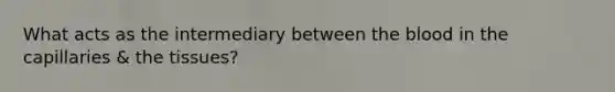 What acts as the intermediary between the blood in the capillaries & the tissues?
