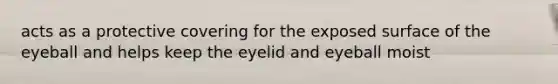 acts as a protective covering for the exposed surface of the eyeball and helps keep the eyelid and eyeball moist