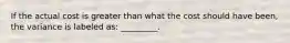 If the actual cost is greater than what the cost should have been, the variance is labeled as: _________.