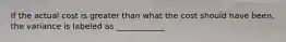 If the actual cost is greater than what the cost should have been, the variance is labeled as ____________.