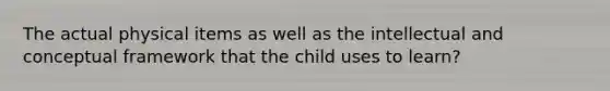 The actual physical items as well as the intellectual and conceptual framework that the child uses to learn?