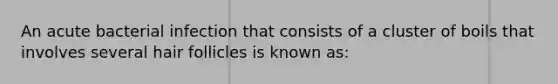 An acute bacterial infection that consists of a cluster of boils that involves several hair follicles is known as: