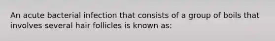 An acute bacterial infection that consists of a group of boils that involves several hair follicles is known as: