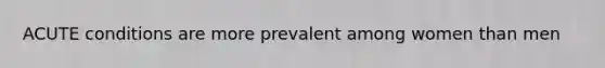 ACUTE conditions are more prevalent among women than men