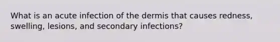 What is an acute infection of the dermis that causes redness, swelling, lesions, and secondary infections?