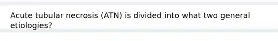 Acute tubular necrosis (ATN) is divided into what two general etiologies?