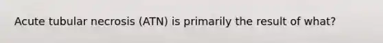 Acute tubular necrosis (ATN) is primarily the result of what?