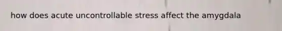 how does acute uncontrollable stress affect the amygdala