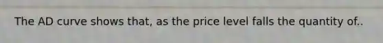 The AD curve shows that, as the price level falls the quantity of..