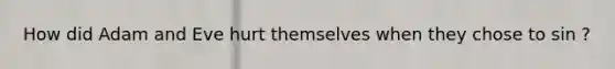 How did Adam and Eve hurt themselves when they chose to sin ?