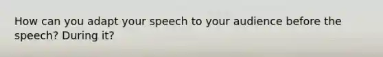 How can you adapt your speech to your audience before the speech? During it?