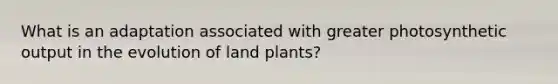 What is an adaptation associated with greater photosynthetic output in the evolution of land plants?