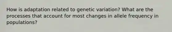 How is adaptation related to genetic variation? What are the processes that account for most changes in allele frequency in populations?