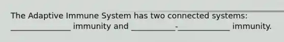 The Adaptive Immune System has two connected systems: _______________ immunity and ___________-_____________ immunity.