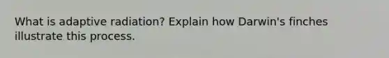 What is adaptive radiation? Explain how Darwin's finches illustrate this process.