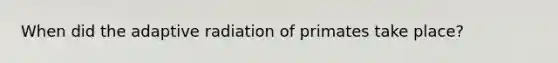 When did the adaptive radiation of primates take place?
