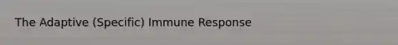 The Adaptive (Specific) Immune Response