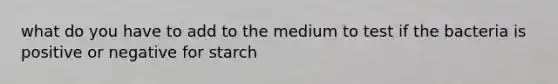 what do you have to add to the medium to test if the bacteria is positive or negative for starch