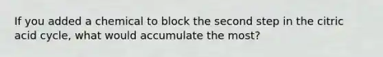 If you added a chemical to block the second step in the citric acid cycle, what would accumulate the most?