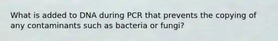 What is added to DNA during PCR that prevents the copying of any contaminants such as bacteria or fungi?