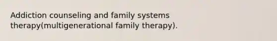 Addiction counseling and family systems therapy(multigenerational family therapy).