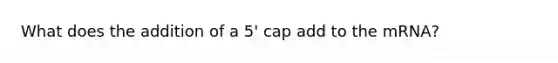 What does the addition of a 5' cap add to the mRNA?